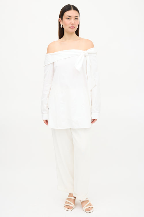 Tibi Poplin Off The Shoulder Top