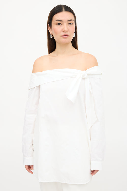 Tibi Poplin Off The Shoulder Top