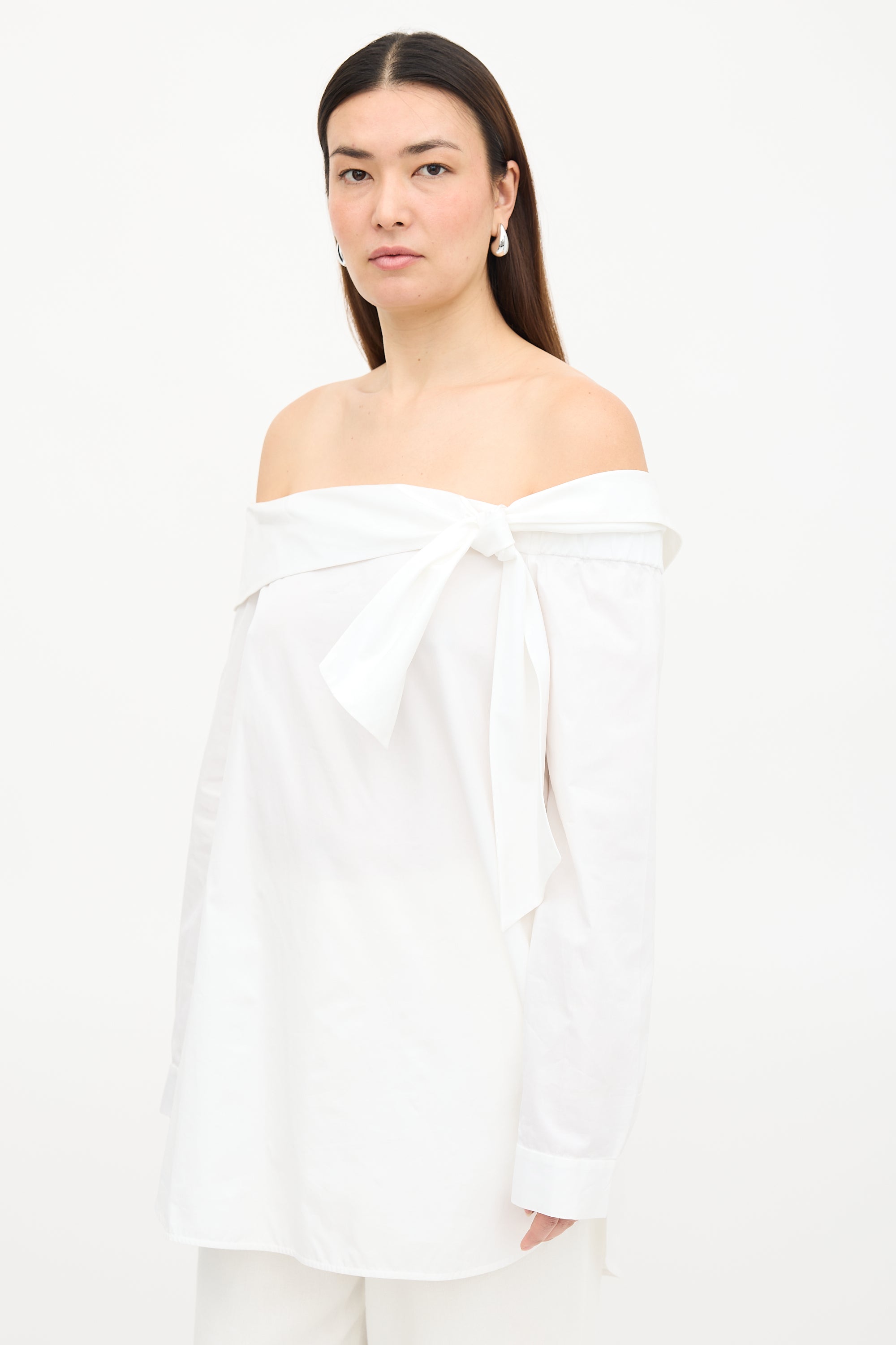 Tibi Poplin Off The Shoulder Top