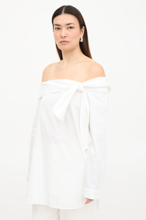 Tibi Poplin Off The Shoulder Top