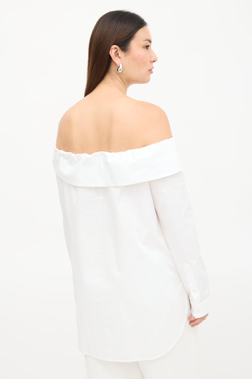 Tibi Poplin Off The Shoulder Top