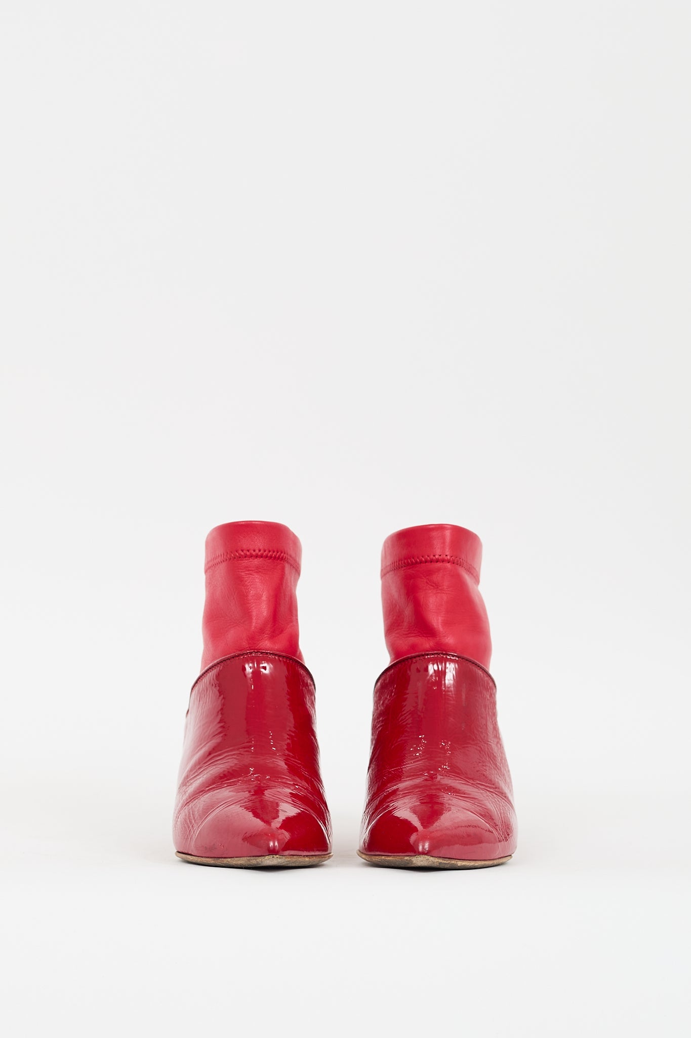 Tibi Red Patent Leather Jean Boot