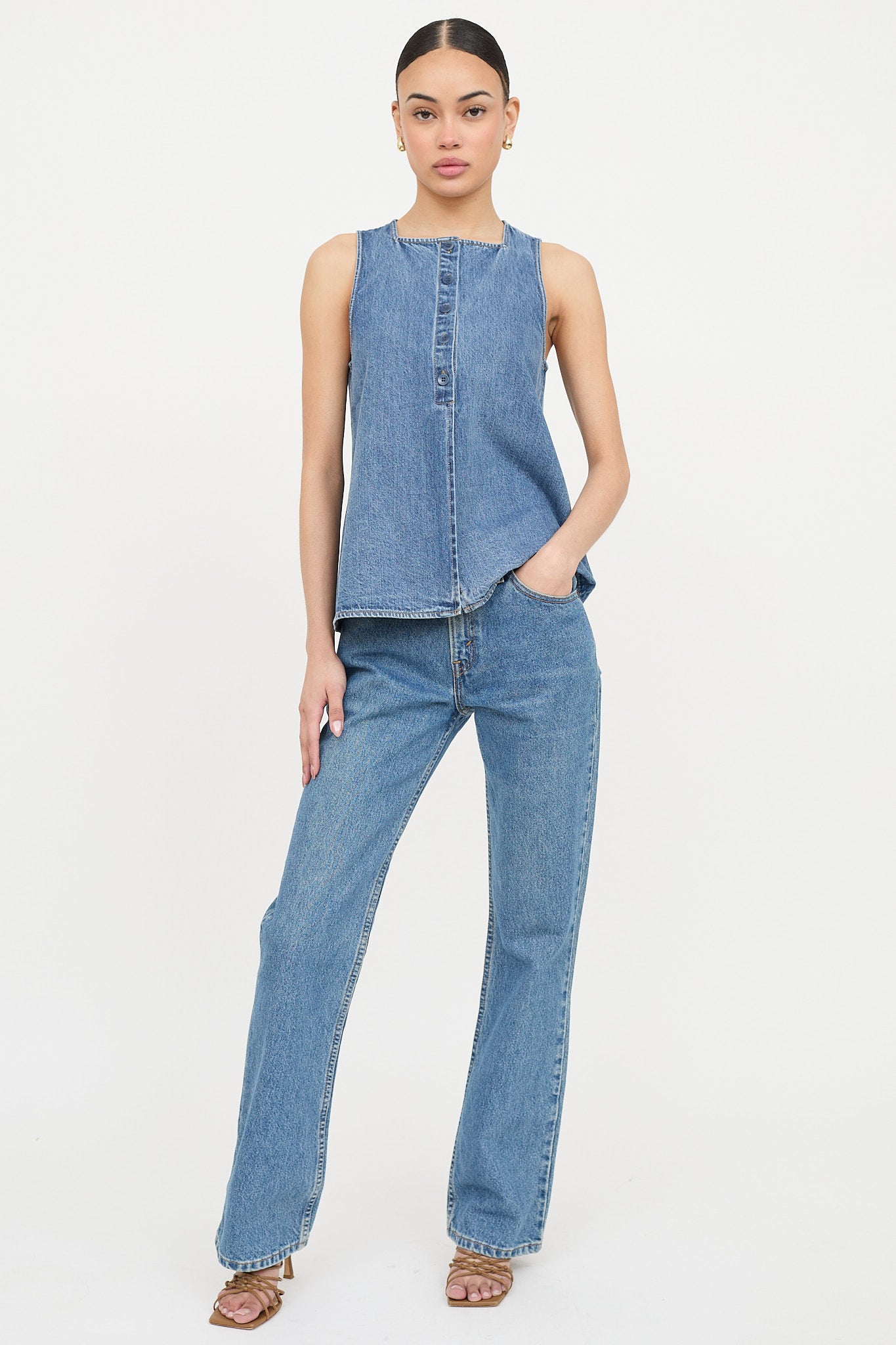 Tibi Button Sleeveless Vest