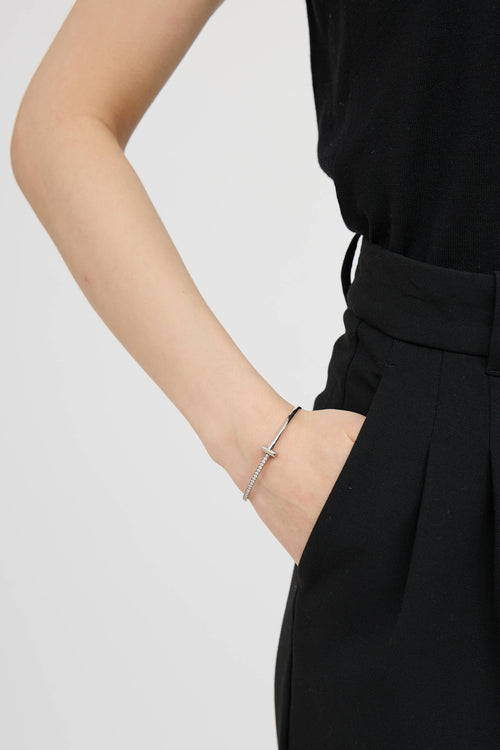Tiffany & Co.18K White Gold & Diamond T1 Narrow Bracelet