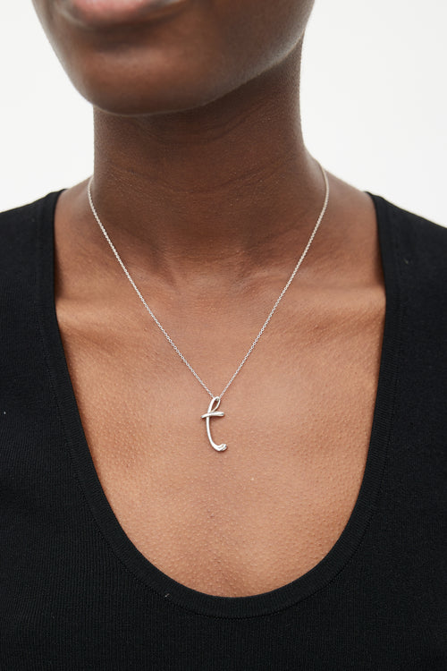 Tiffany & Co. x Elsa Perreti Sterling Silver T Cursive Necklace