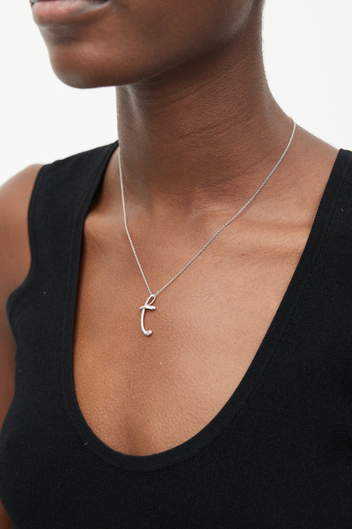 Tiffany & Co. x Elsa Perreti Sterling Silver T Cursive Necklace