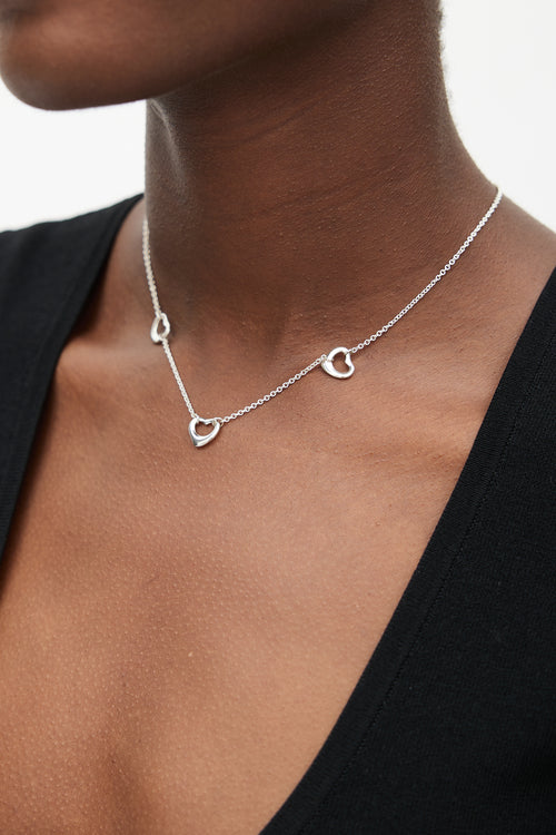 Tiffany & Co. x Elsa Peretti Sterling Silver Triple Open Heart Necklace