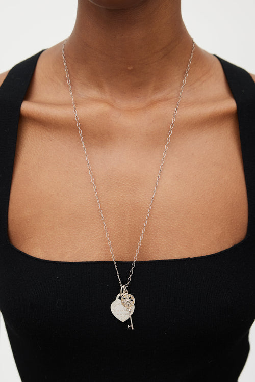 Tiffany & Co. Silver Blossom Key Heart Necklace