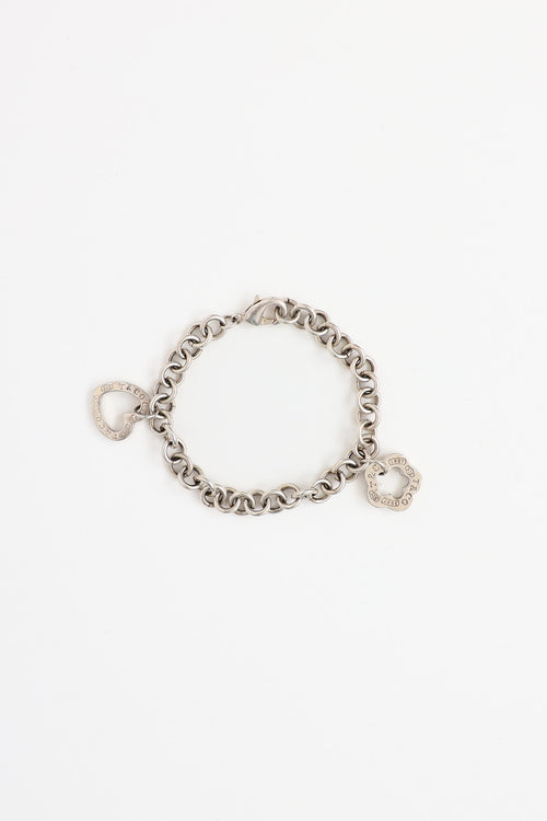 Tiffany & Co. Sterling Silver 1837 Flower & Heart Charm Bracelet