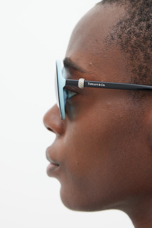 Tiffany & Co. Black & Blue TF 4107 Circular Sunglasses