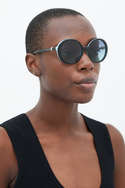 Tiffany & Co. Black & Blue TF 4107 Circular Sunglasses