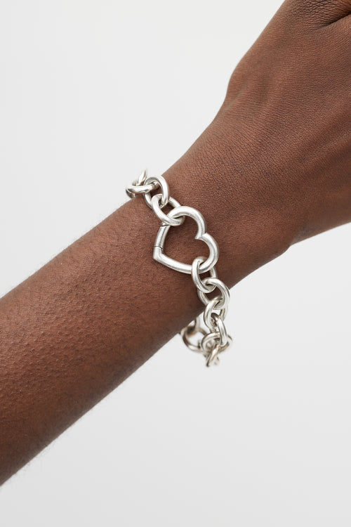 Tiffany & Co. Silver Open Heart Link Bracelet