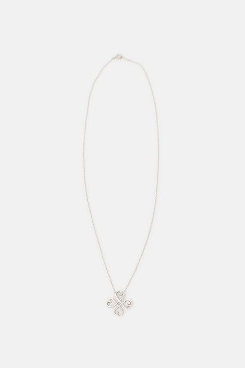 Tiffany & Co. X Paloma Picasso Sterling Silver Clover Loving Heart Necklace