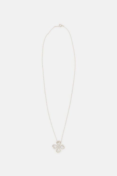 Tiffany & Co. X Paloma Picasso Sterling Silver Clover Loving Heart Necklace