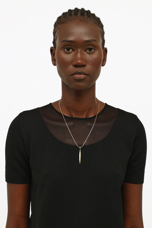 Tiffany & Co. 18K Yellow Gold Feather Pendant Necklace