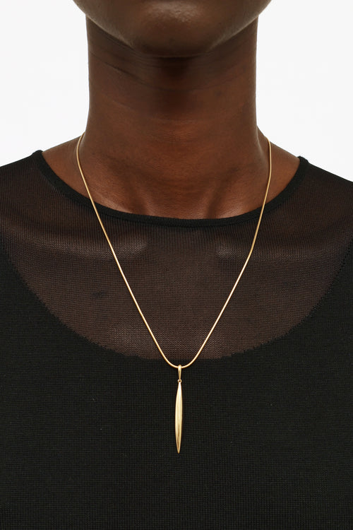 Tiffany & Co. 18K Yellow Gold Feather Pendant Necklace