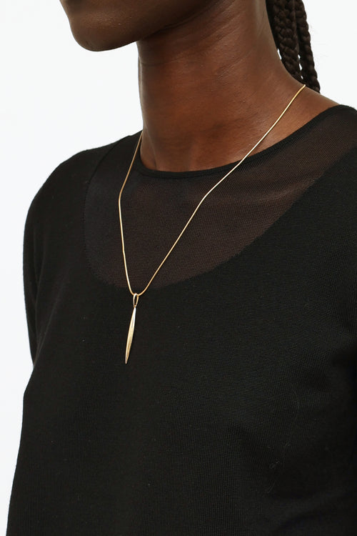 Tiffany & Co. 18K Yellow Gold Feather Pendant Necklace