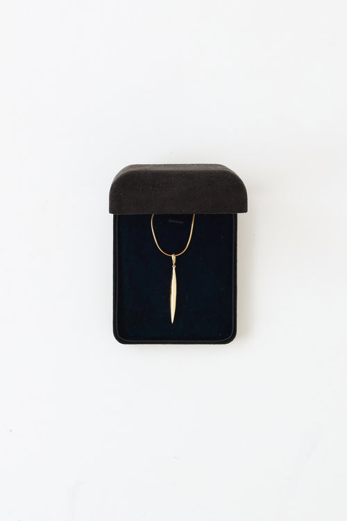 Tiffany & Co. 18K Yellow Gold Feather Pendant Necklace