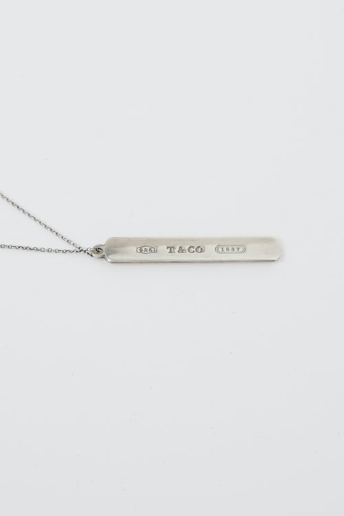 Tiffany & Co. Sterling Silver 1837 Bar Pendant Necklace