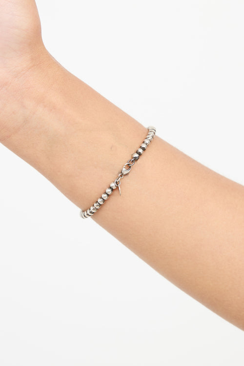 Tiffany & Co. Sterling Silver Rubedo Beaded Heart Bracelet