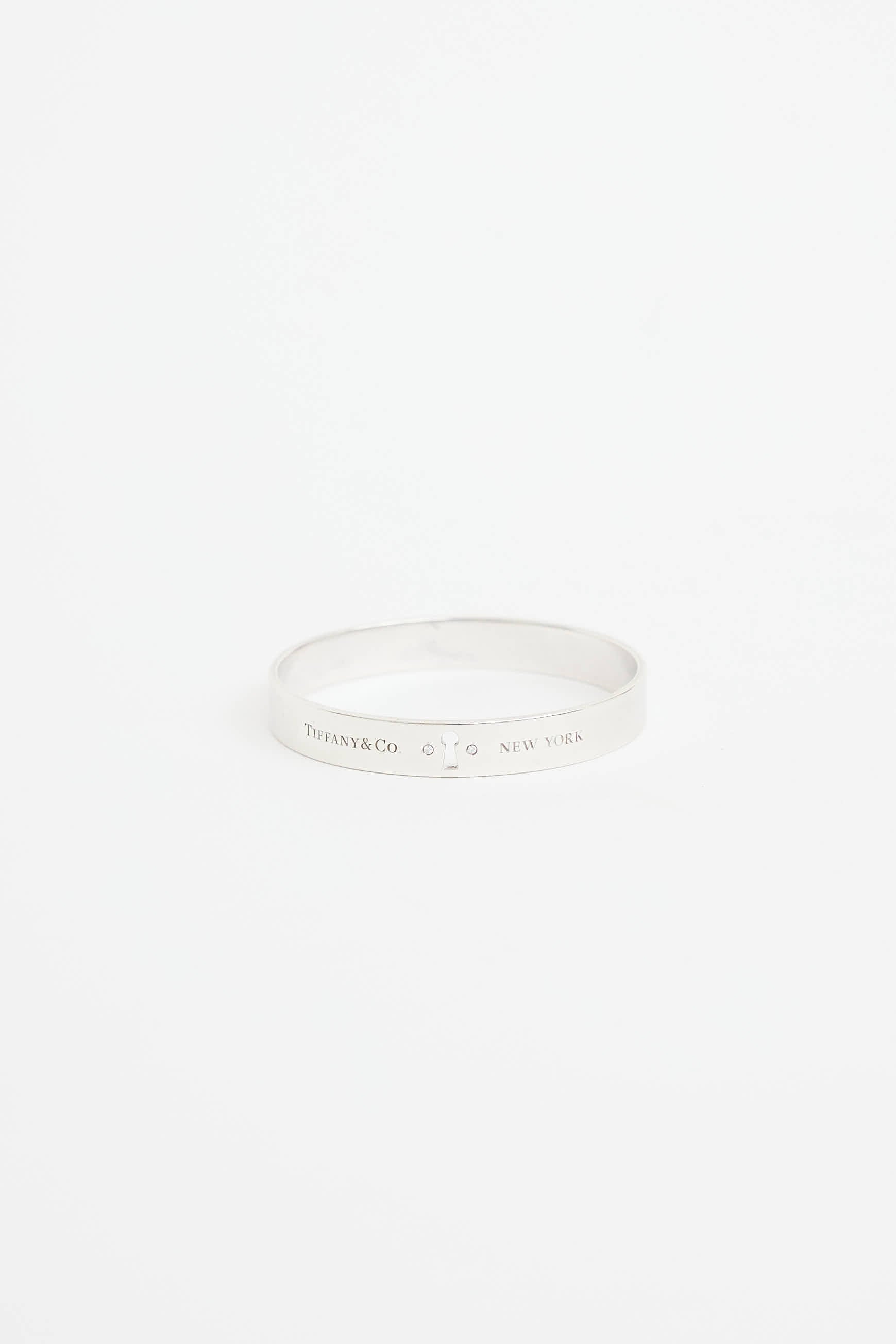 Tiffany & Co. Sterling Silver Diamond Keyhole Bangle
