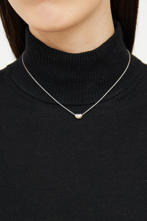 Tiffany & Co. x Elsa Peretti Silver Bean Design Pendant Necklace