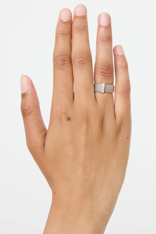 Tiffany & Co. Sterling Silver Somerset Mesh Diamond Ring