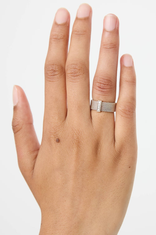 Tiffany & Co. Sterling Silver Somerset Mesh Diamond Ring
