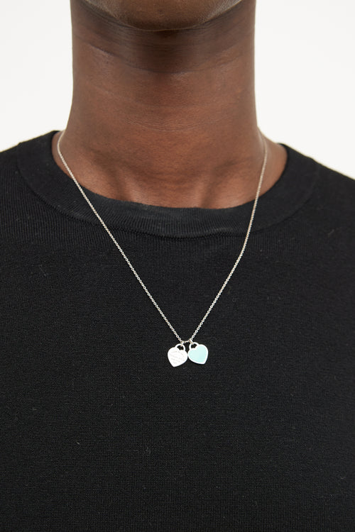 Tiffany & Co. 926 Double Heart Tag Necklace