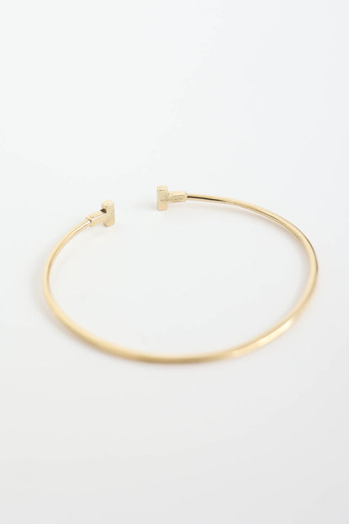 18K Yellow Gold Narrow T Wire Bracelet