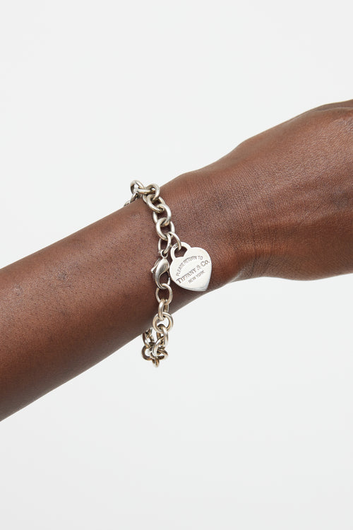 Tiffany & Co. Sterling Silver Heart Tag Chain Bracelet