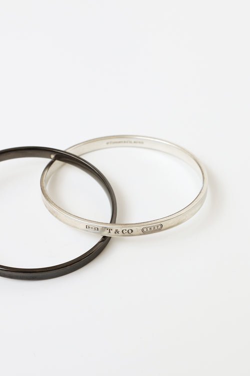 Tiffany & Co. Sterling Silver Interlocking 1837 Bangle