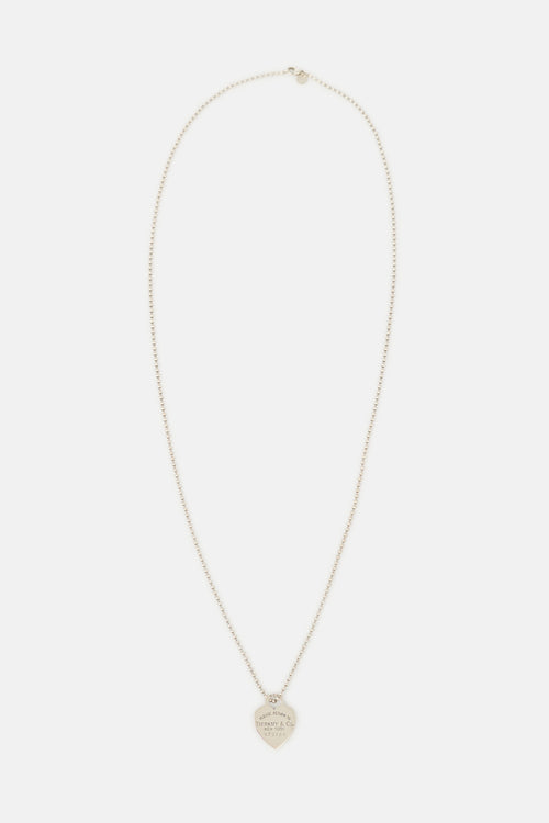 Tiffany & Co. Sterling Silver Heart Tag Ball Chain Necklace