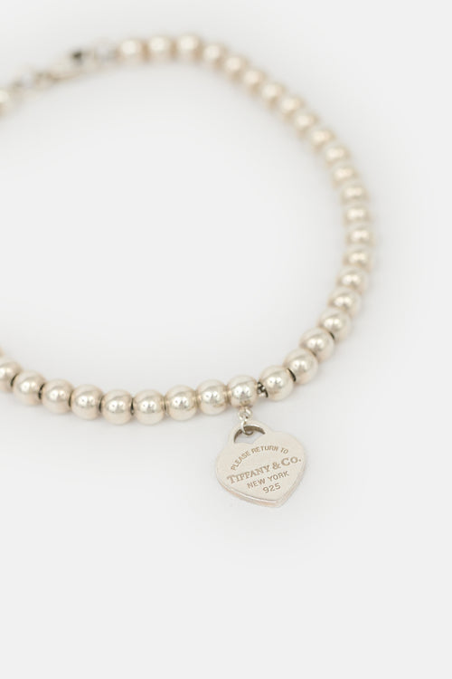 Tiffany & Co. Sterling Silver Heart Tag Bead Bracelet