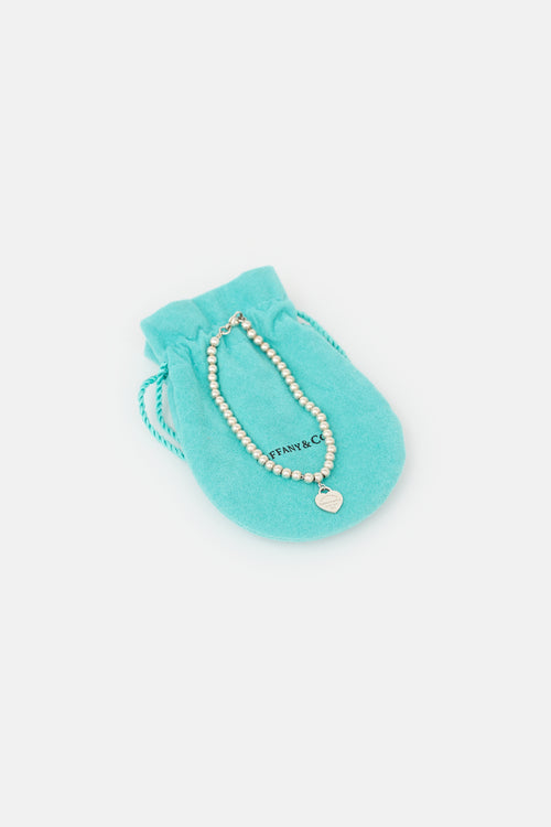 Tiffany & Co. Sterling Silver Heart Tag Bead Bracelet