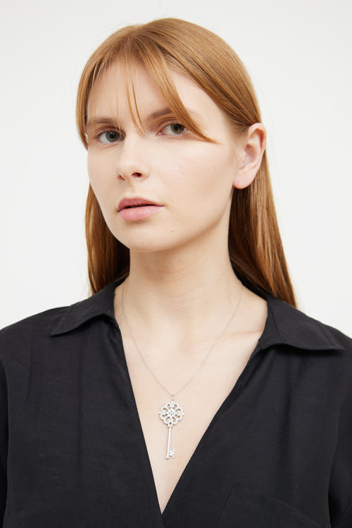 Tiffany & Co. Platinum Enchant Primrose Key Necklace
