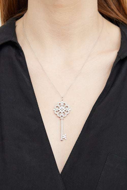 Tiffany & Co. Platinum Enchant Primrose Key Necklace