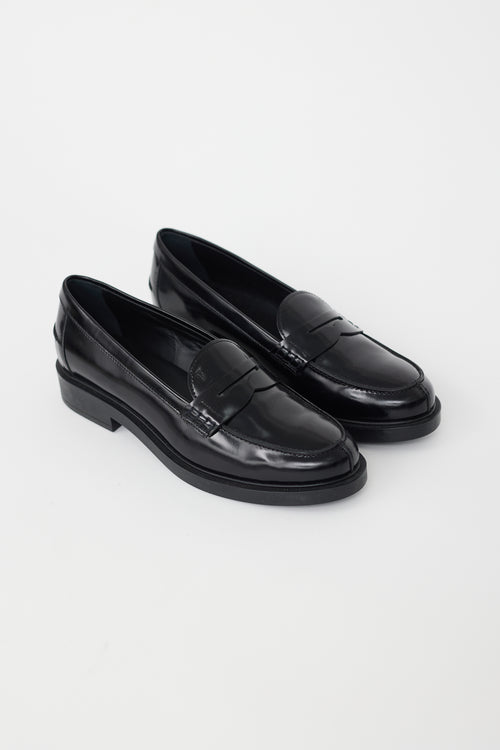 Tod's Black Leather Penny Loafer