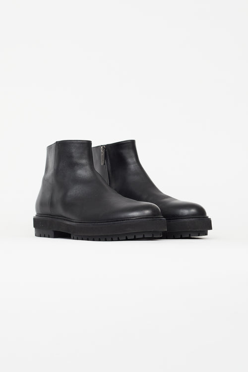 Tod's Black Leather Side Zip Ankle Boot