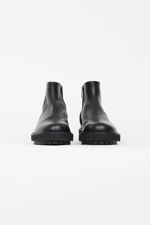 Tod's Black Leather Side Zip Ankle Boot