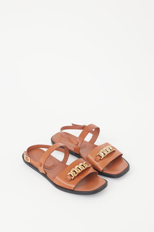 Tod's Brown Leather Chain Sandal