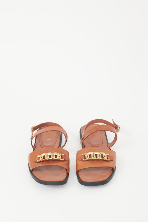 Tod's Brown Leather Chain Sandal