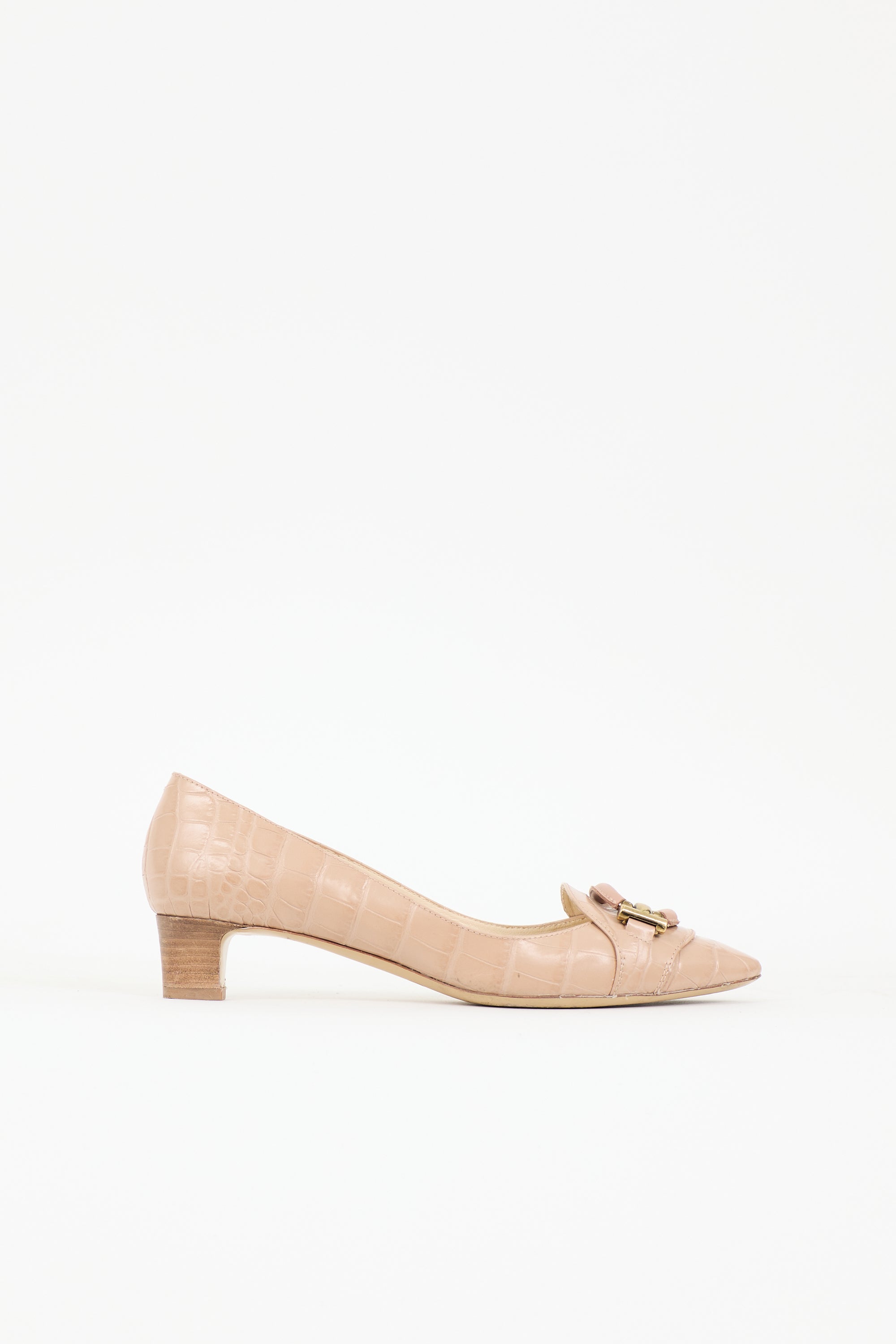 Tod's Embossed Leather Buckle Pump