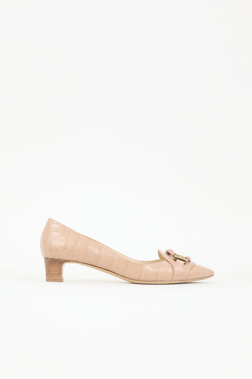 Tod's Embossed Leather Buckle Pump