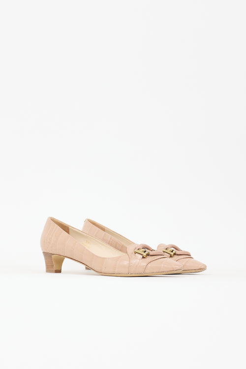 Tod's Embossed Leather Buckle Pump