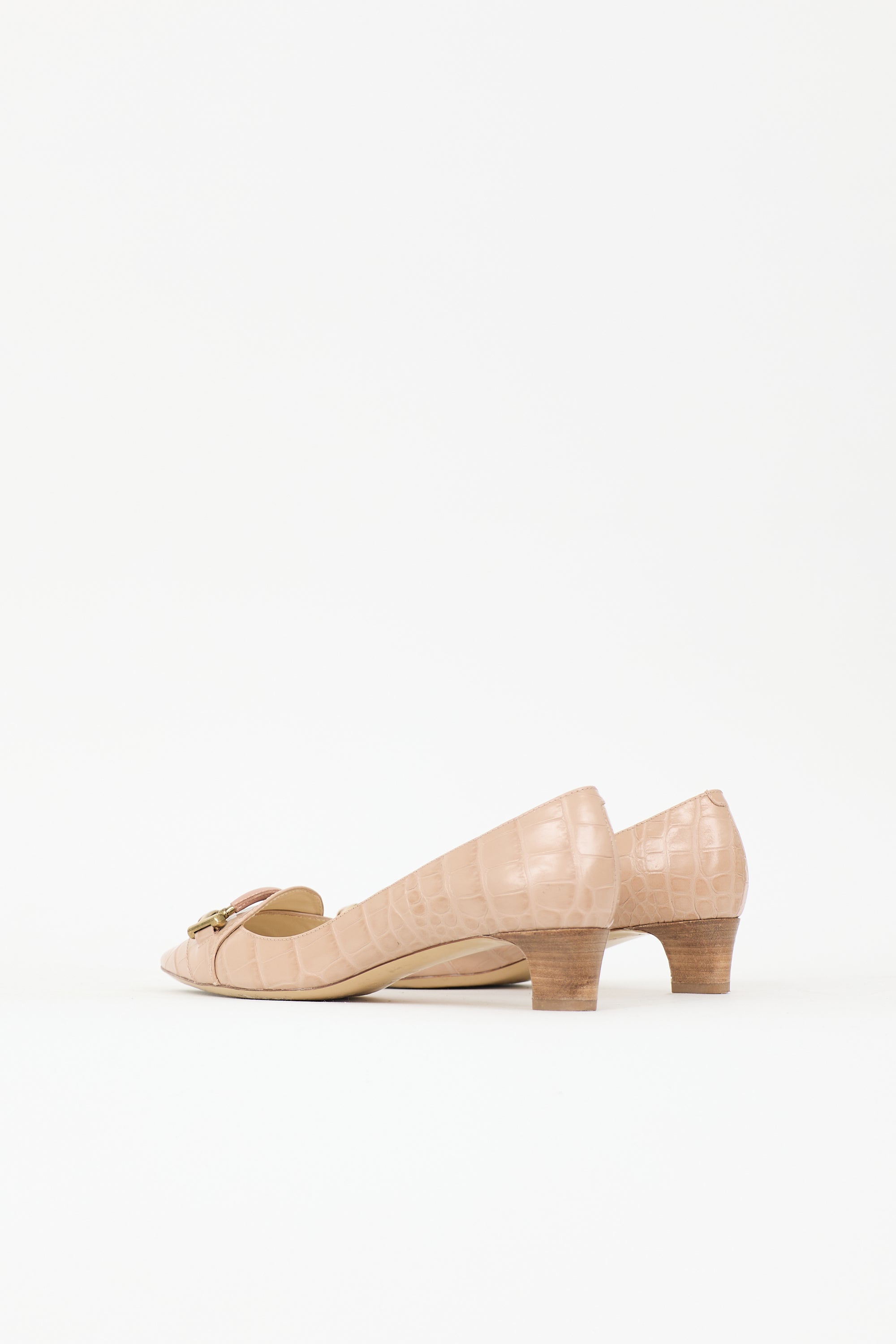 Tod's Embossed Leather Buckle Pump