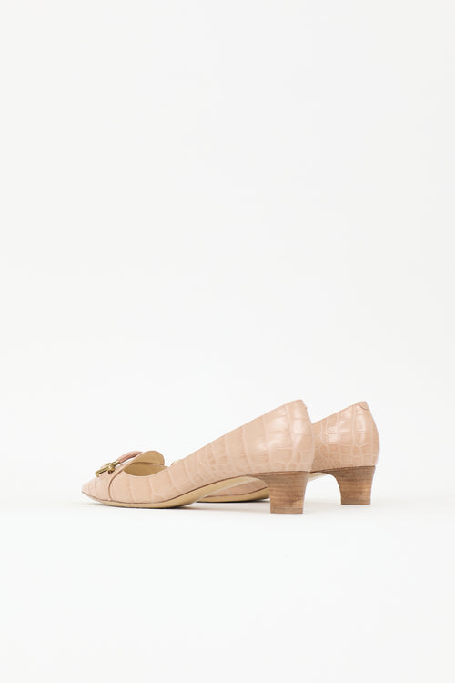 Tod's Embossed Leather Buckle Pump