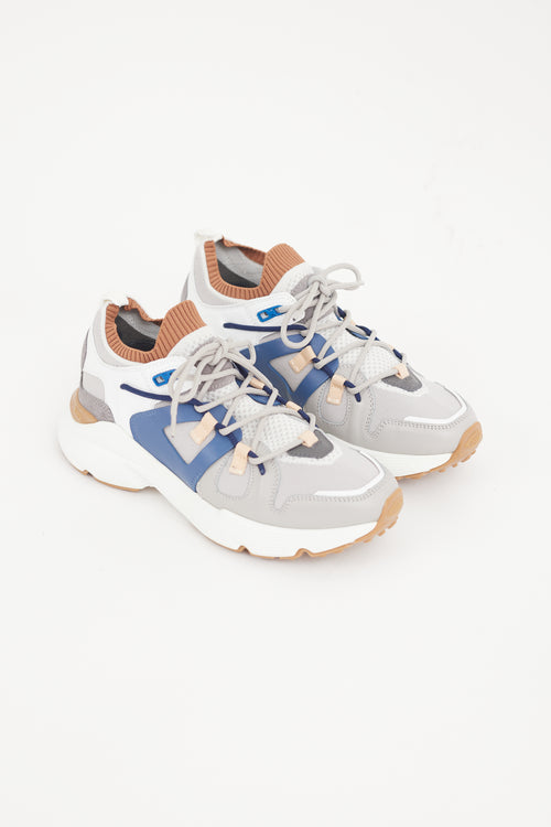 Tods Grey & Multicolour Panelled Sneaker
