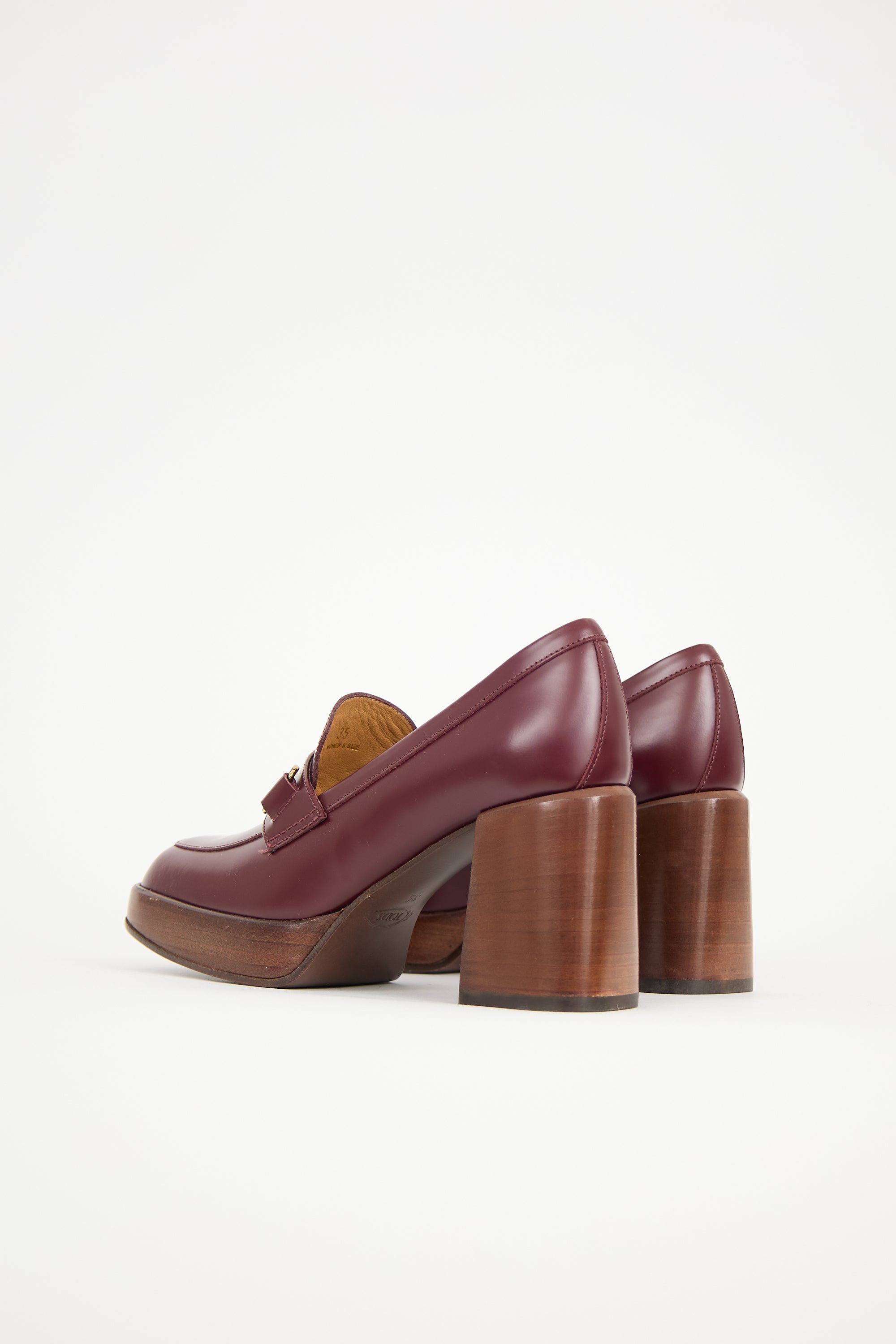 Tod's Leather Double T Heeled Loafer