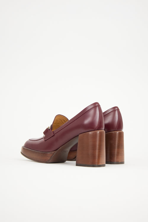 Tod's Leather Double T Heeled Loafer
